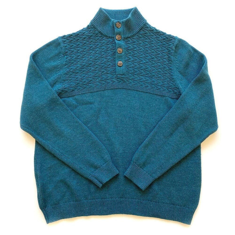 Tommy Bahama Sorrento Beach Teal Button Mock Neck Large